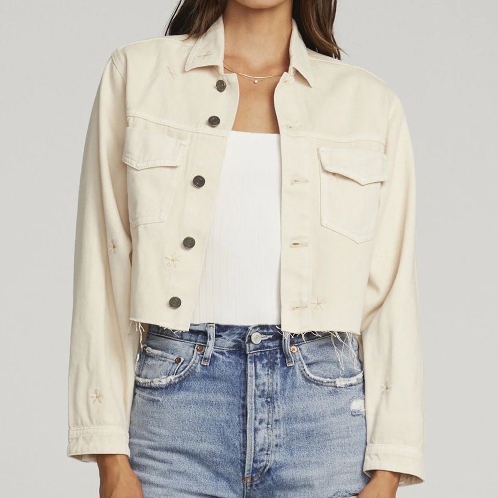 NWOT Neutral Cropped Soft Denim Jacket